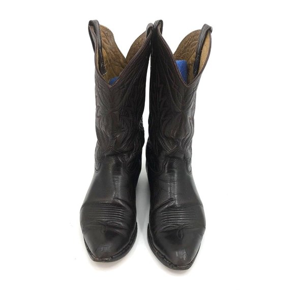 Vtg Nacona Boot Oxblood Leather Flame Stitch Cowboy Western Mens Sz 9.5D Rodeo - Picture 4 of 16